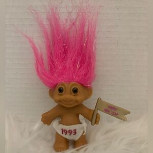 Happy New Year 1993 Pink Hair Troll Doll
